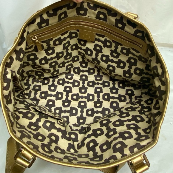 Vintage, Gucci, GG Coated Canvas with Gold Leather Shoulder Strap 11in x 8.5in - Picture 11 of 13